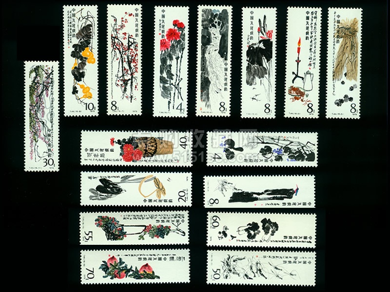 T44 【美品！】斉白石作品選(未使用、16種完) コレクター必見！中国切手「斉白石作品選（T44）」の全貌と