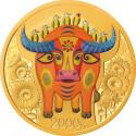 2021中国辛丑（牛）年150克圆形金质彩色纪念币